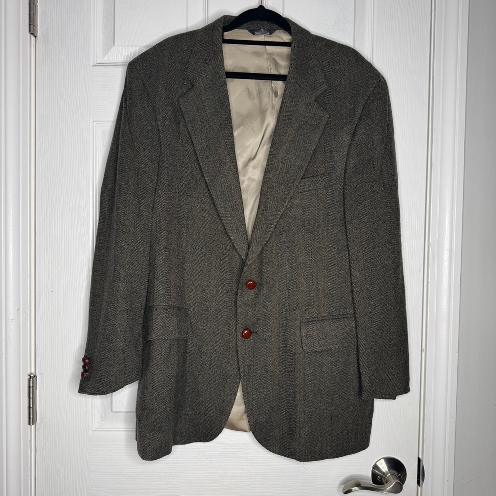 CHAPS‎ BY RALPH LAUREN 100% wool union made green tweed blazer jacket